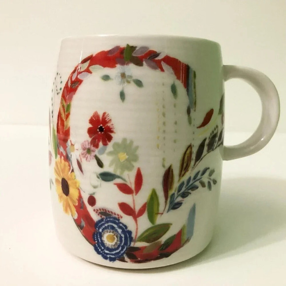 Anthropologie Starla M Halfmann Petal Monogram Letter C Initial Mug - Picture 11 of 12